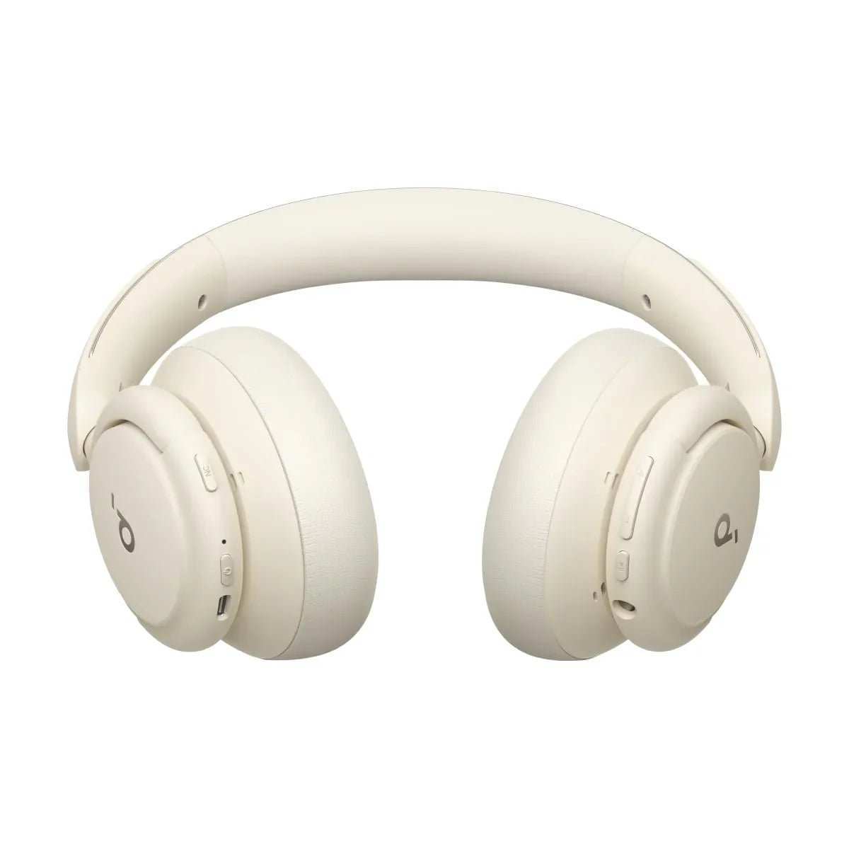 Cream over-ear wireless headphones with controls, sold at Anker Kuwait