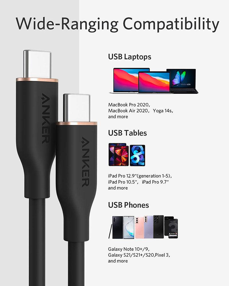 Anker PowerLine III Flow USB-C to USB-C 100W (0.9m/3ft)+(1.8m/6ft) -Black - Anker Kuwait
