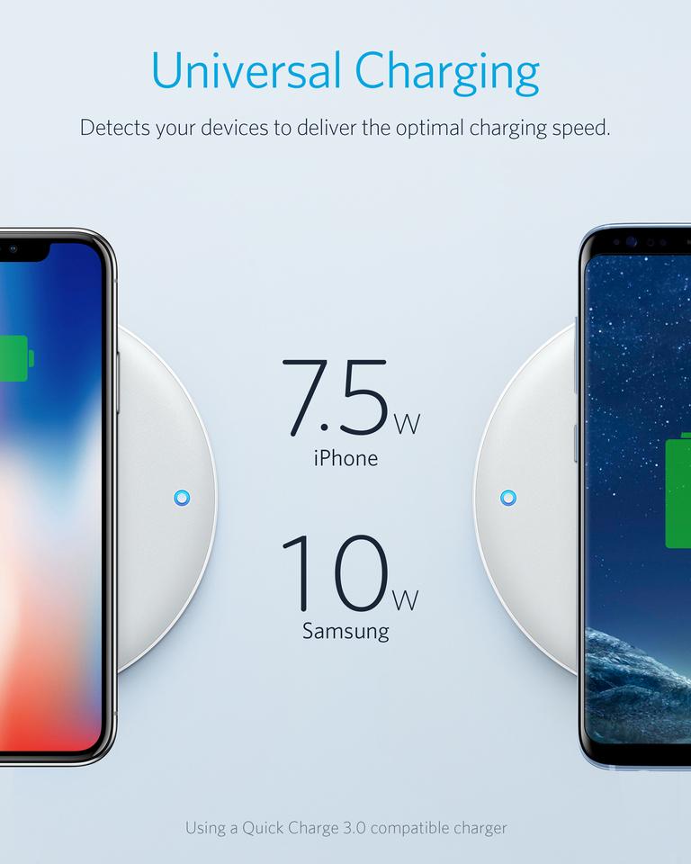 Anker PowerWave 7.5W Pad Wireless Charger-White - Anker Kuwait