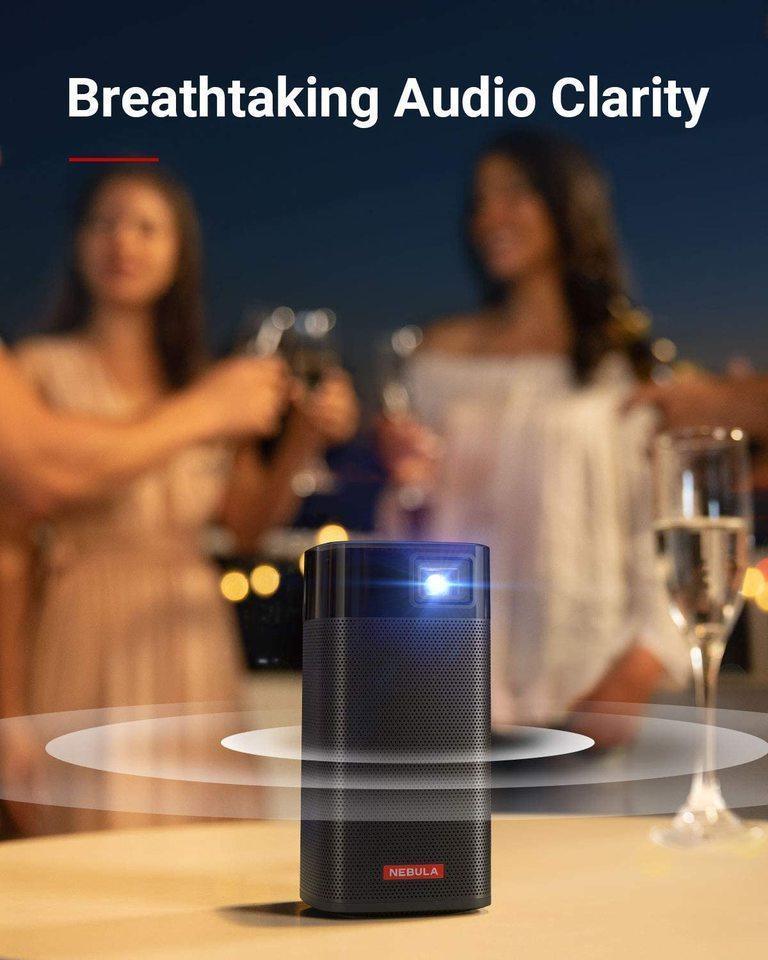 Nebula portable projector with breathtaking audio clarity at evening gathering, Anker Kuwait