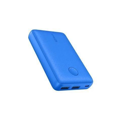 Blue Anker power bank with USB ports, compact portable charger for mobile devices