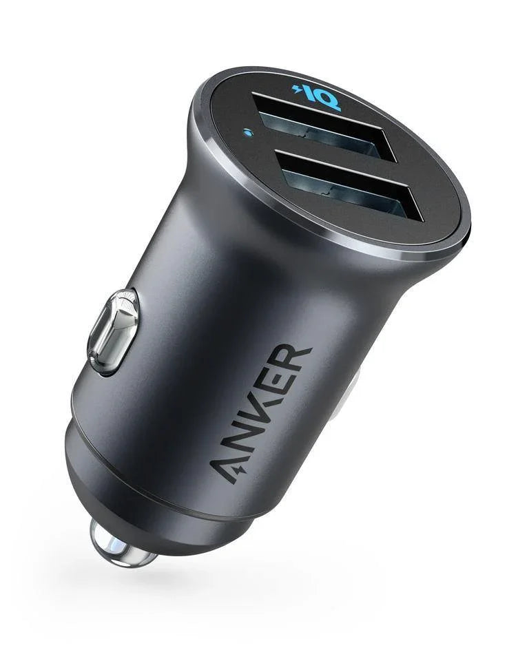 Anker car charger with dual USB ports, fast charging, for mobile devices in Kuwait