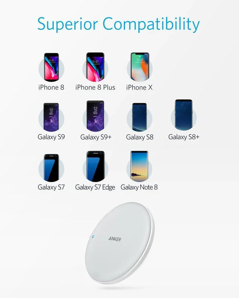 Anker wireless charger compatible with iPhone & Galaxy models, Anker Kuwait