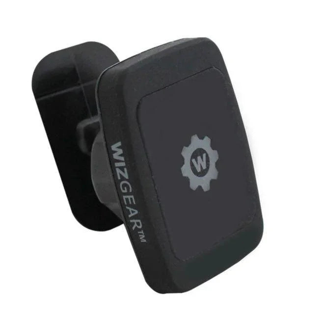 WizGear car phone mount with gear logo, black magnetic holder for mobile devices